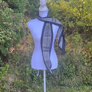 Black and Gray Women's narrow Scarf